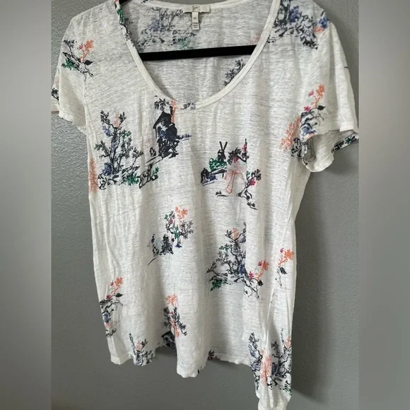 Joie Women’s Patterned Scoop Neck Short Sleeve Top Tee. Size: Medium. - Picture 7 of 13